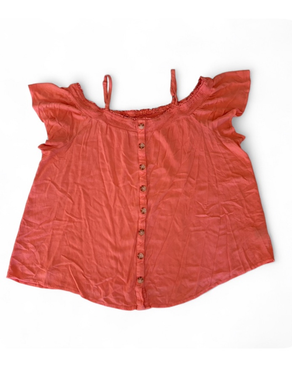 Torrid Orange Off The Shoulder Smocked Neck Gauzy Shirt Size 4